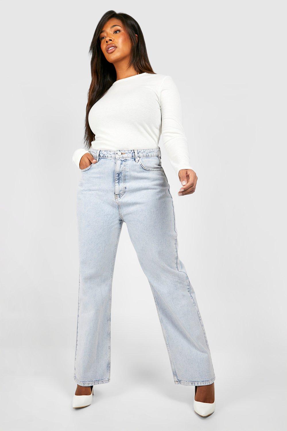 Plus Light Wash Straight Leg Jeans | boohoo